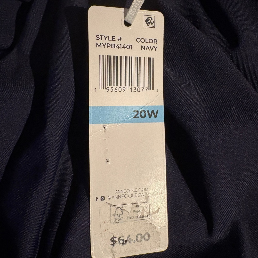 Anne Cole Plus Size Live In Color Rock Skirt Swim Bottom Navy Blue 20W 1X 2X - Picture 9 of 9